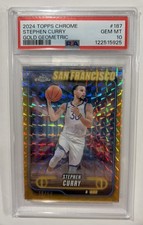2024-25 Topps Chrome Stephen Curry #187 Gold Geometric Refractor /50 PSA 10