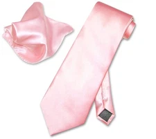 Antonio Ricci Solid PINK Color NeckTie and Handkerchief Mens Neck Tie Set