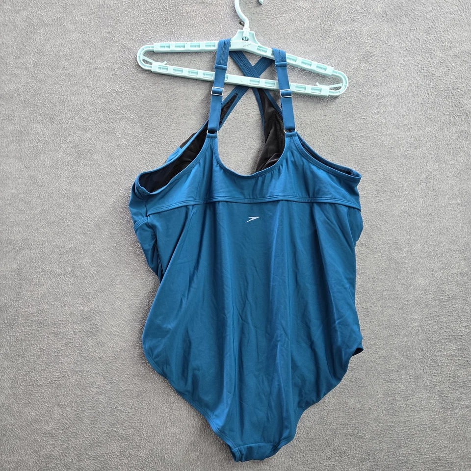 Speedo Women Swimwear 22 Blue Nylon Polyester One Piece Activewear - Image 4 of 4