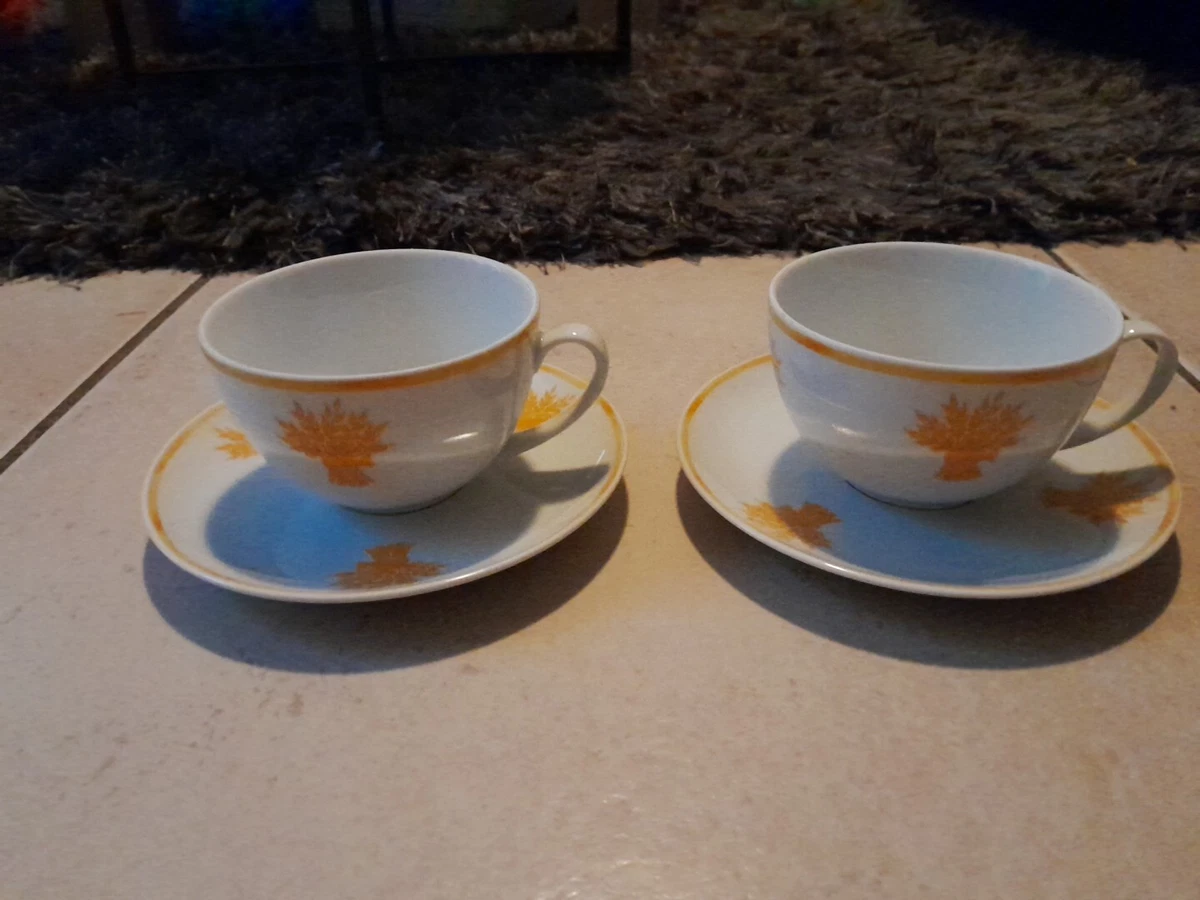 Guy Degrenne 5 tasses à expresso et soucoupes blanches bleues