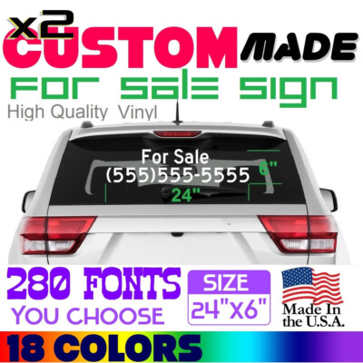 x2 FOR SALE,CUSTOM MADE FOR SALE Sign Decal for CAR, Truck, 18 colors 280 fonts
