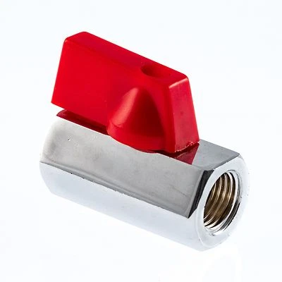 Mini Ball Valve F x F : 1/4" BSP : Plated Brass (BZP) : Alloy Lever