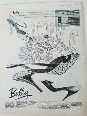1954 Bally womens shoes Boulevard de la Madeleine Paris studio vintage ad