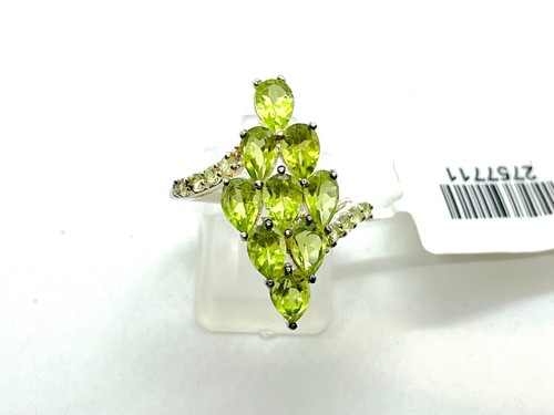 New Sterling Silver Green Peridot Cluster Ring Size O (US (7 1/2) - Picture 8 of 10