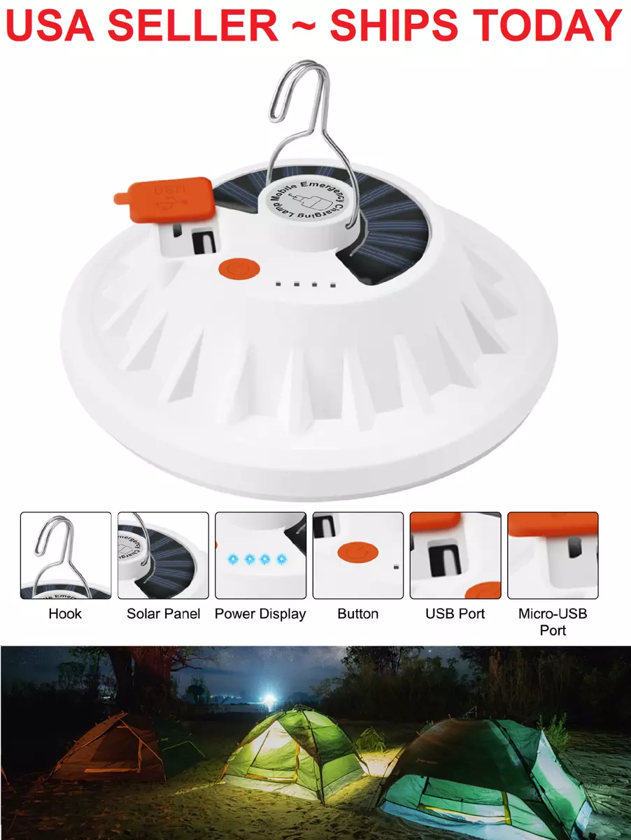 Outdoor Solar LED Camping Lights USB Rechargeable Tent Portable