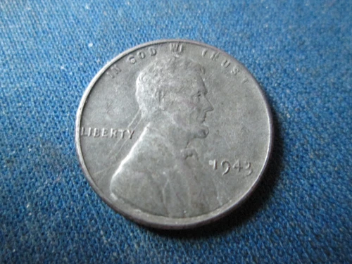 1943 LINCOLN STEEL WHEAT PENNY GOOD CONDITION NO MINT MARK  MAGNETIC!! FREE S&H
