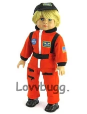 Orange NASA Astronaut Costume & Hat for 18" American Girl Boy Doll FREESHIP ADDS
