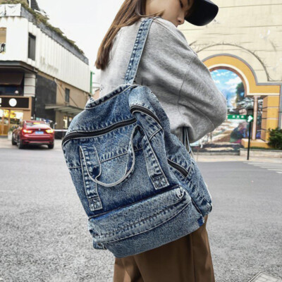Casual Mens Womens Denim Backpack Satchels Retro School