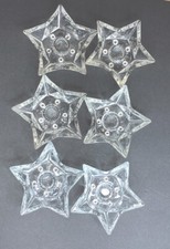 Clear Glass 5-pointed Star Shaped Pressed Glass Votive Tea Light Holder Lot Of 6