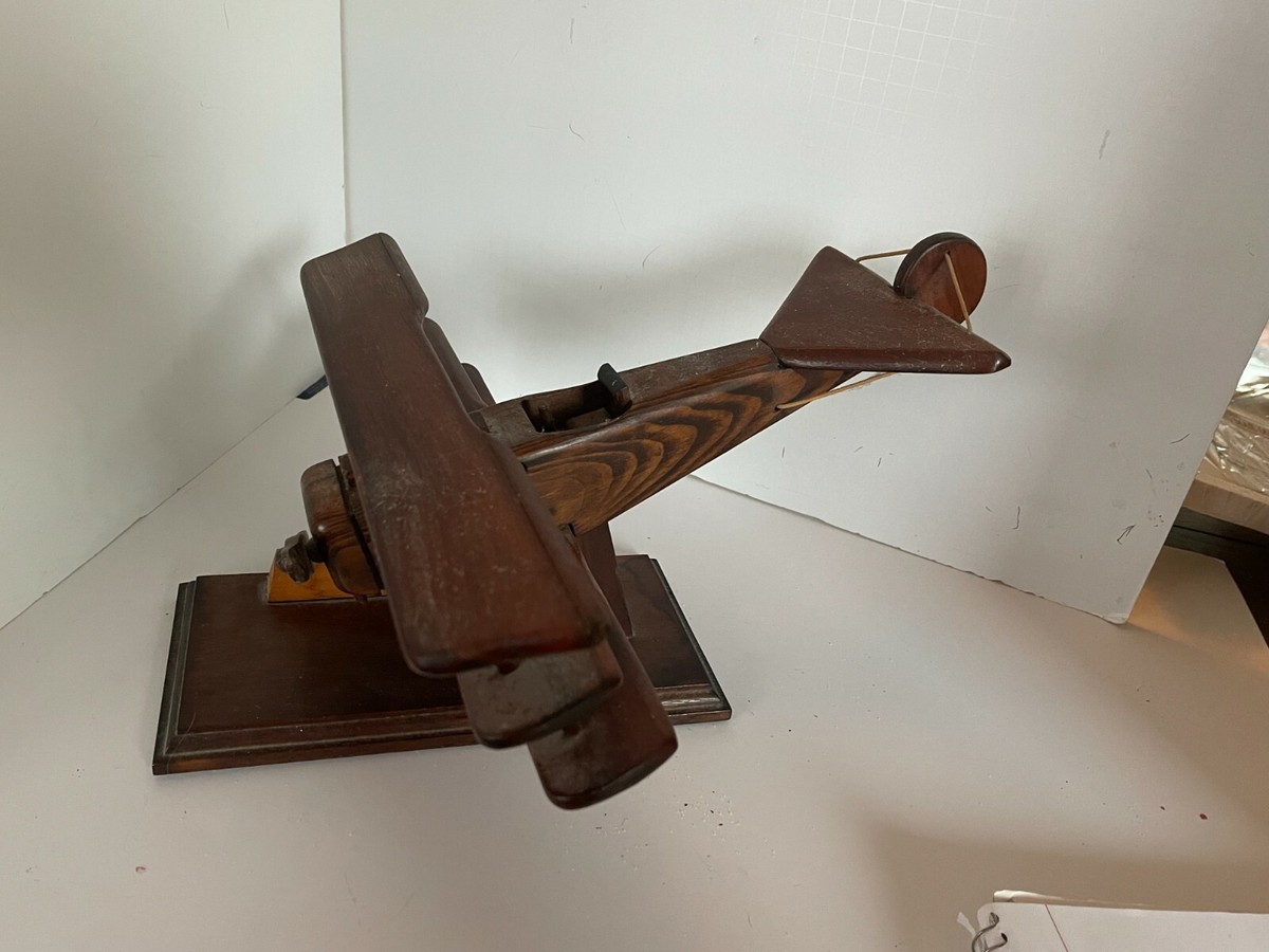 Vintage Wood Airplane Plane Model Figure