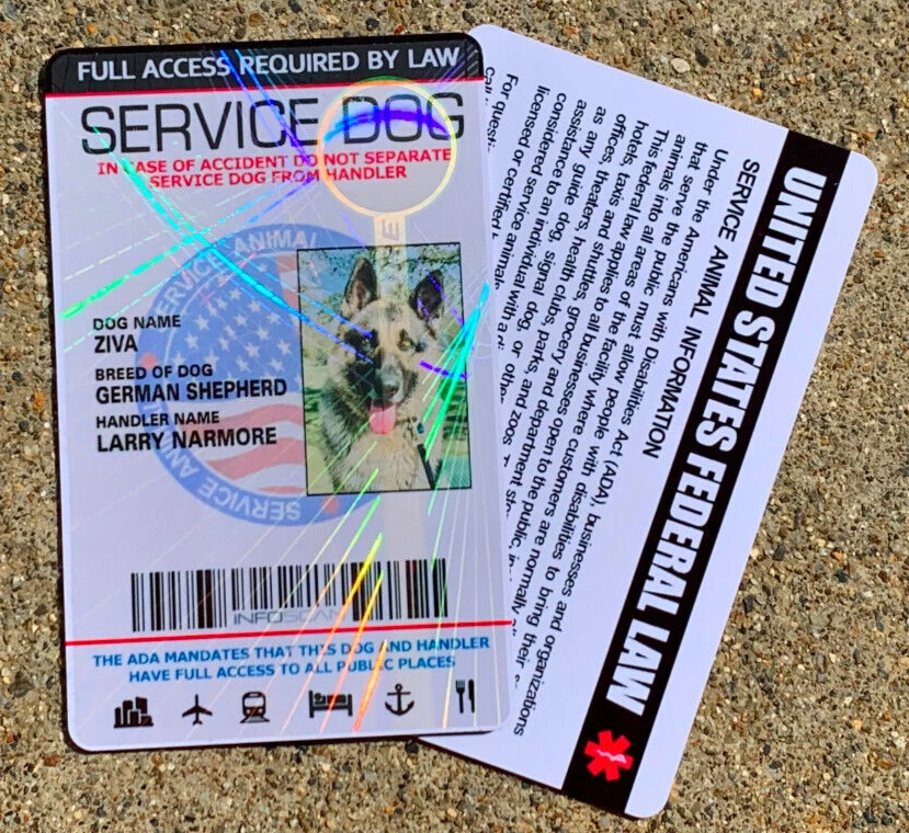 Tarjeta de identificación de perro de servicio holográfica personalizada ESA - SELLO DE BANDERA DE EE. UU. - vertical Foto 4 de 4