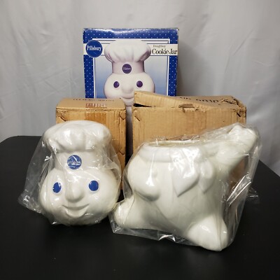 New - Vintage Pillsbury Doughboy Poppin Fresh Hands Up Cookie Jar
