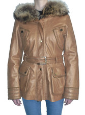 Parka Donna Pelle Pelliccia Giaccone Donna Cappuccio Nappa Vintage Marmotta