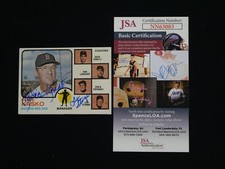 EDDIE KASKO LEE STANGE DUAL SIGNED 1973 TOPPS #131 ON-CARD AUTO BOSTON - JSA COA