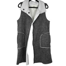 Dylan Los Angeles Women Large Vest Sherpa Duster Gray Open Front Lagenlook Layer