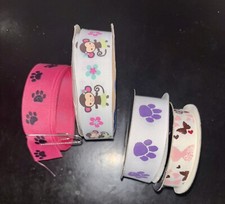Lot Of 4 Partial Spools Of Grosgrain Ribbon Pets Paws Animal Cats Dogs Assorted