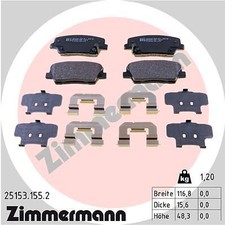 ZIMMERMANN 25153.155.2 Bremsbelagsatz, Scheibenbremse für GENESIS HYUNDAI KIA