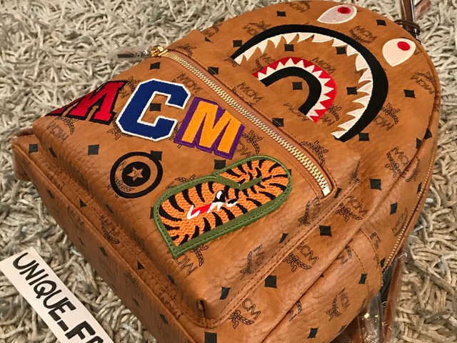 mcm x bape shark stark backpack