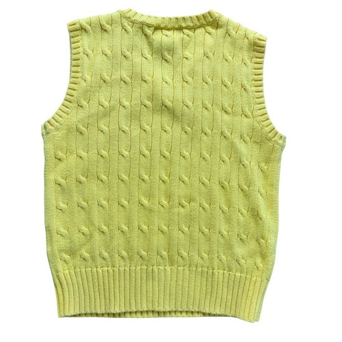 Polo Ralph Lauren Cable Knit Sweater Vest Yellow Preppy Kid Size 6 - Picture 2 of 6