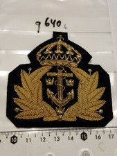 Marine M&uuml;tzen Abzeichen Schweden gro&szlig; ca 8cm Handgestickt golden (q640)