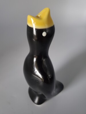 Vintage Glossy Black Bird Pie Funnel Vent with Yellow Beak 4'' Superb New
