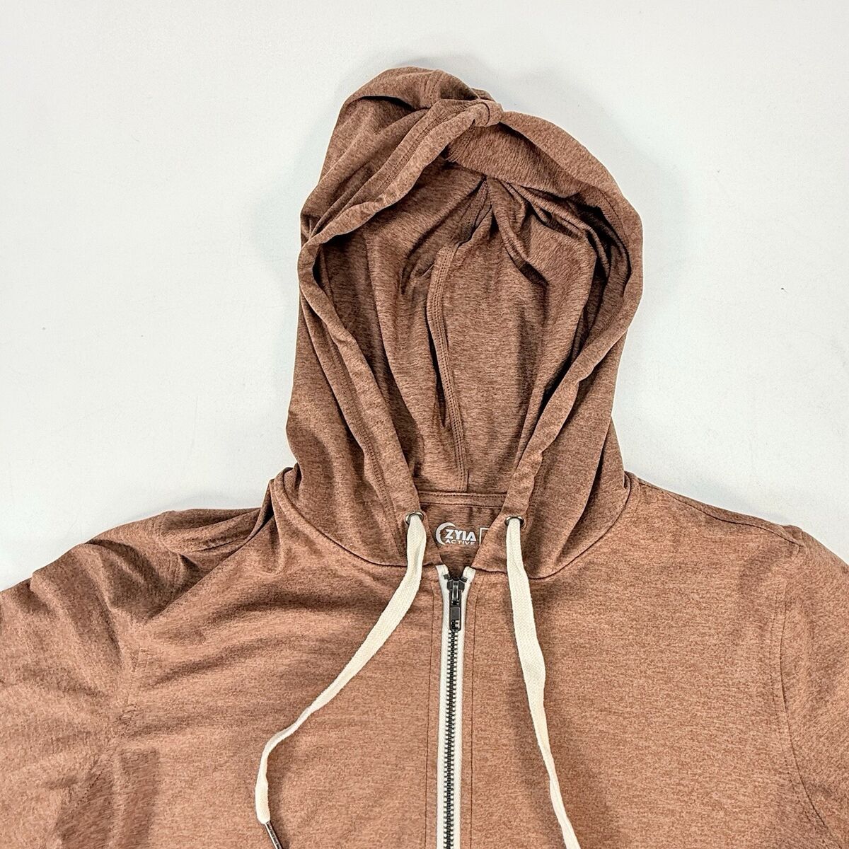 Zyia Active Brown Heathered Full Zip Hooded Jacket Zyia Active Brown Heathered Full Zip Hooded Jacket