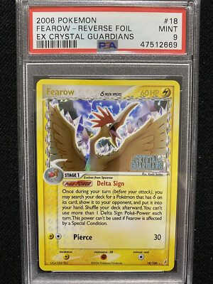 2006 Pokemon EX Crystal Guardians Fearow Reverse Foil 18/100 PSA 9