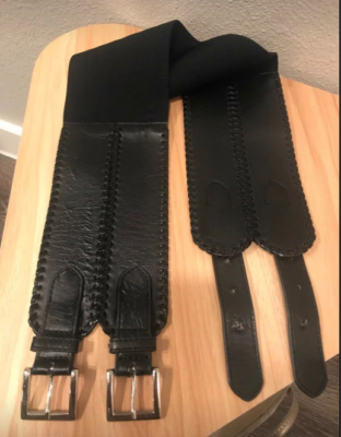 Vintage Bebe Black Leather Lace Up Siding Buckle Belt  display picture 2