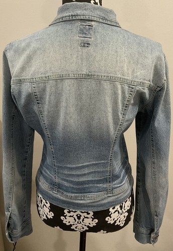 Miss Sixty Denim Jacket Ross M Medium Blue Ombré Stretch Y2K Trucker - Picture 6 of 11