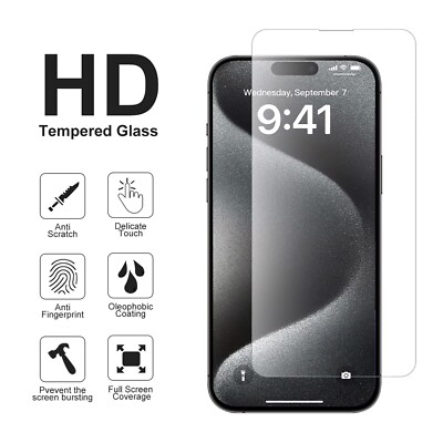 2x Panzerfolie für iPhone 16 15 14 13 Pro Max Plus Displayschutz Echt Glas 9H