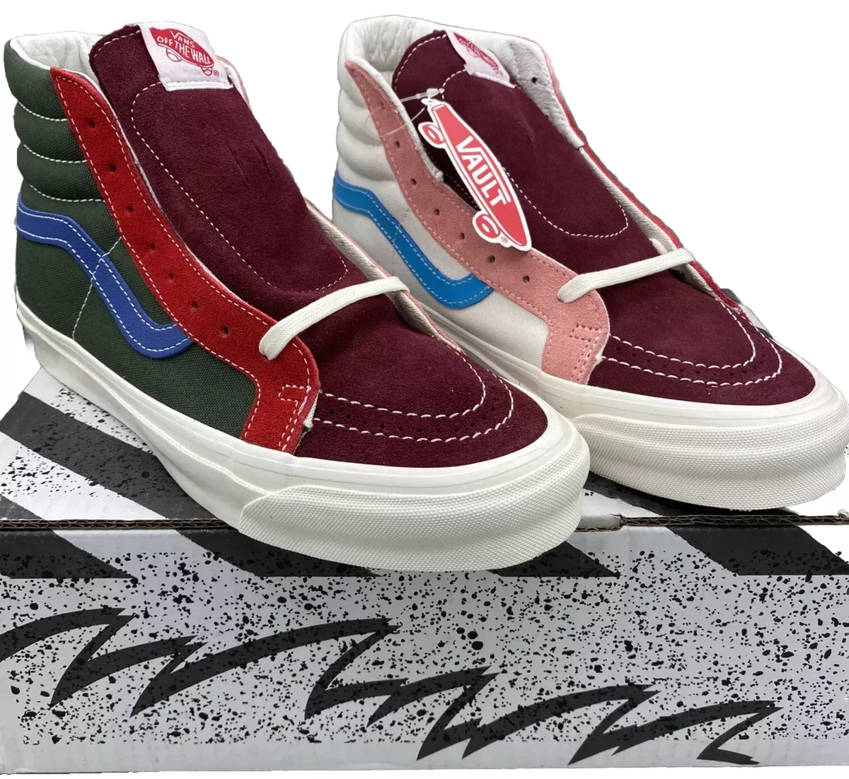 Vans Vault Og Sk8 Hi Lx Shoes Multi Color Block Suede Canvas Sz. 10 8.5 NIB NE