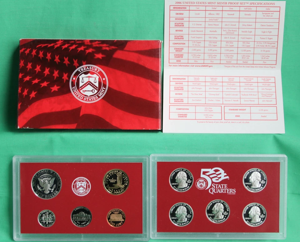 2006 S United States Mint ANNUAL 10 Coin SILVER Proof Set with Box and COA - Image 2 of 4