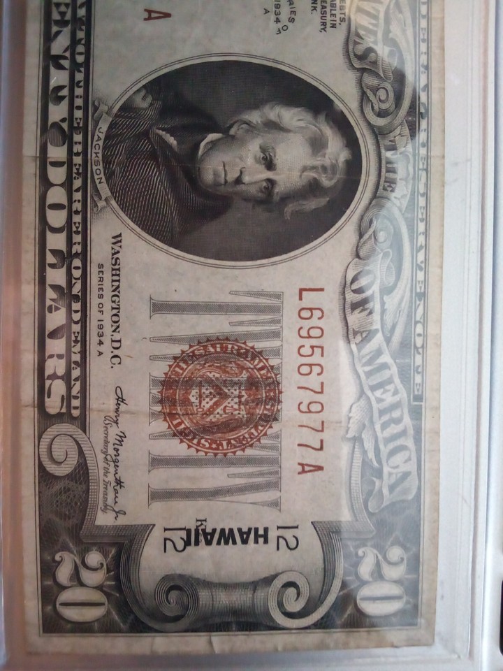 1934A HAWAII 20 DOLLAR BILL L69567977A NO HOLES SHARP EDGES eBay
