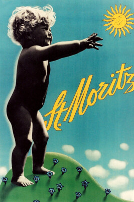 St Moritz Summer Kids Gentian 1933 Original Vintage Wall Art Home - POSTER 20x30