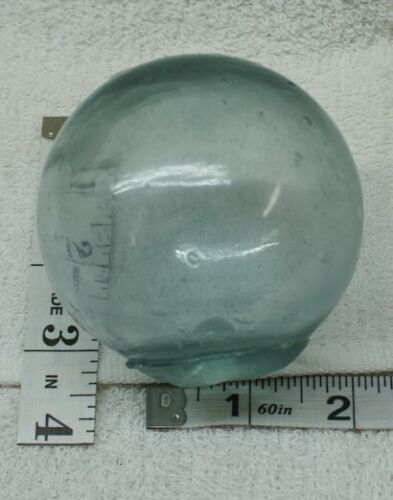 SN382 Authentic Japanese Glass Fishing Float Light Green 3'' Alaska Marked 2 - Picture 3 of 5