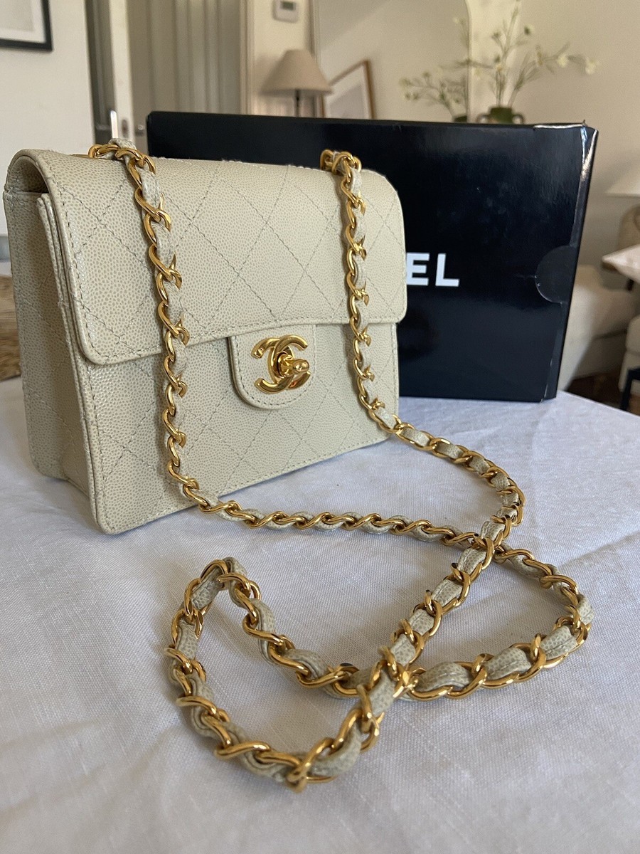 Authentic CHANEL Classic Flap Mini Square Gold Plated GH Vintage
