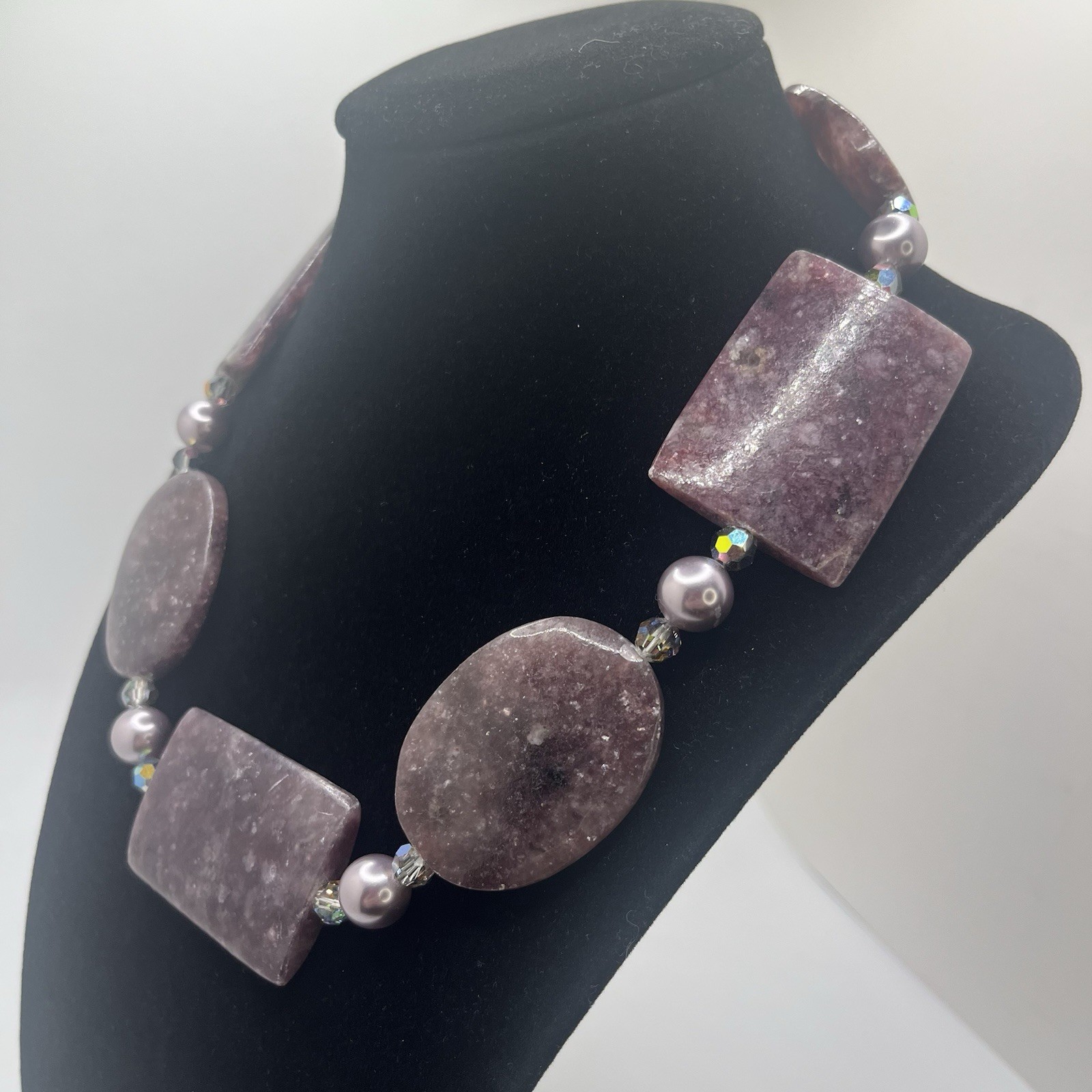Lepidolite Statement NecklaceSterling Silver Clas… - image 2