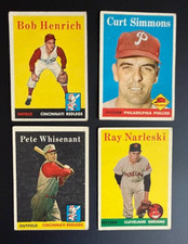 1958 Topps Baseball Card Lot Henrich RC #131 Curt Simmons , Narleski , Whisenant