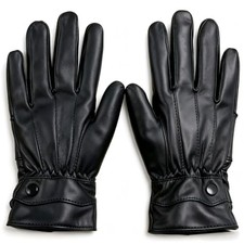 Leather Gloves Women Winter Warm Fleece Lined Medium Black/Touchscreen