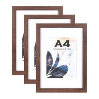 Bilderrahmen Walnussholz A4 Passepartout Wandmontage Freistehend 3Er-Set