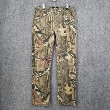 Mossy Oak Pants Kids Boys XL Green Flat Front Hunting Outdoor Camo Stretch