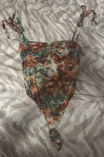 Fashion Nova Women s Tie Dye One-Piece Bodysuit Multicolor S Adjustable Straps