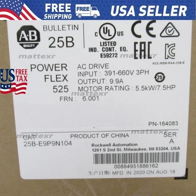 NEW AB 25B-E9P9N104 PowerFlex 525 5.5KW 7.5HP AC Drive 25BE9P9N104 US Free Tax