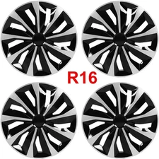 4 Pack 16" Inch Wheel Covers Snap On Full Hub Caps Fit for R16 Tire & Steel Rim