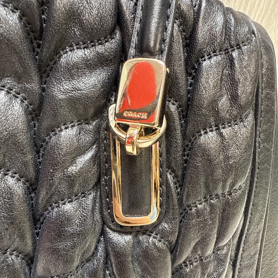 Bolso Cartera COACH Madison Gathered Chevron Cuero Madeline 25985 Negro Foto 4 de 4