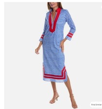 STS Sail To Sable Dress Womens Coastal Navy Gingham Midi Tunic Sz Large NWT $198