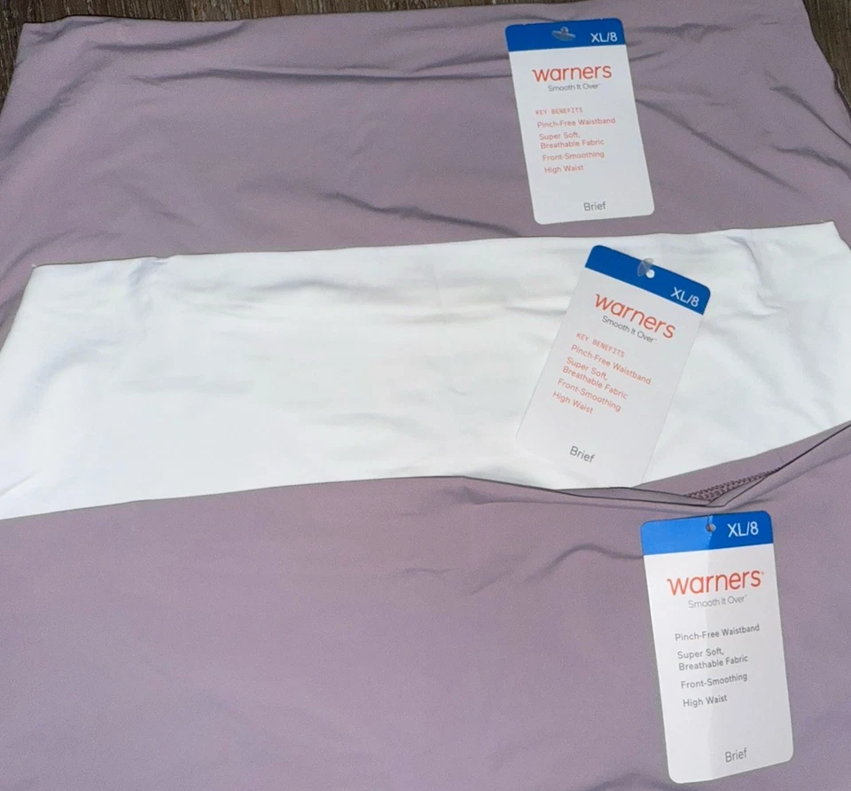 Warners Womens Brief Underwear Panties Nylon Smooth Over High Waist 4-Pair ~ XL - Image 3 of 4