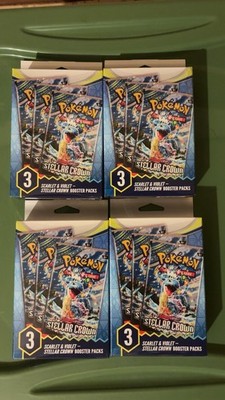 Pokemon Scarlet & Violet Stellar Crown 3 Booster Packs (Lot of 4 , 12 packs)