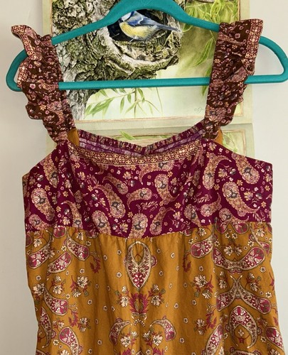Free People Bali Albright Jumpsuit Wide Leg Paisley Print Ruffle Strap Boho S - Picture 5 of 12