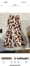 Children s Cow Print Flared Pants Brown White Animal Print Elastic Waist